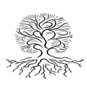 Design a tree tattoo with roots representing discipline's foundation and branches symbolizing personal growth and succes tattoo design idea