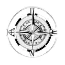 Combine a clock and a compass in a tattoo design, symbolizing discipline as the guiding force through time and direction tattoo design idea