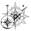 Combine a clock and a compass in a tattoo design, symbolizing discipline as the guiding force through time and direction tattoo design idea