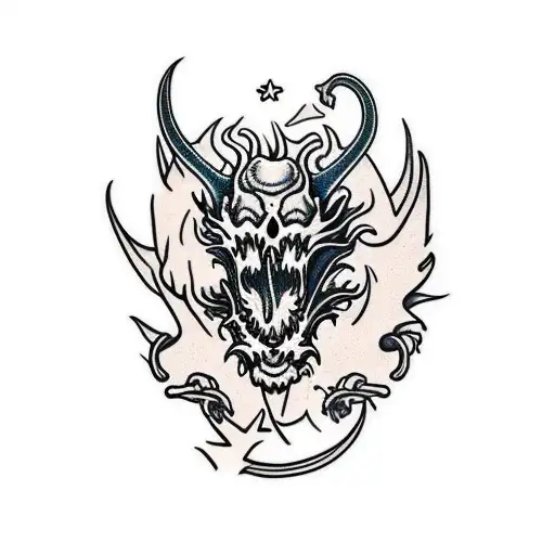 Dragon skull tattoo design idea