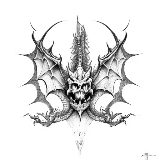 Dragon skull tattoo design idea