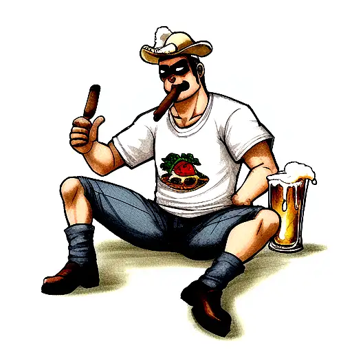 beer, taco, cigar  tattoo design idea