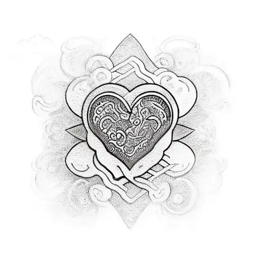 "For you, Love" in banners wrapped around a heart tattoo design idea