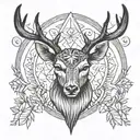 Forest blackout symmetrical geometric  deer face tattoo design idea