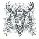 Forest blackout symmetrical geometric  deer face tattoo design idea
