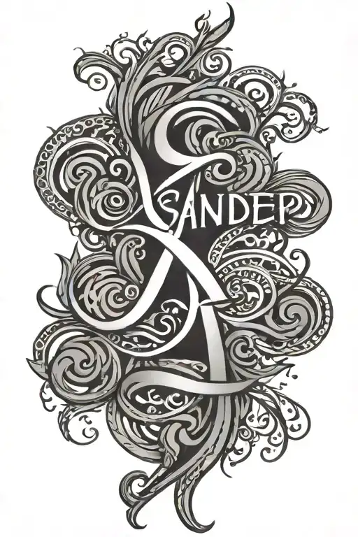 sandeep name written vertically i tattoo design idea