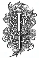 sandeep name written vertically i tattoo design idea