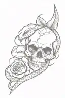skull rose snake knife tattoo design idea