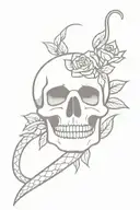 skull rose snake knife tattoo design idea