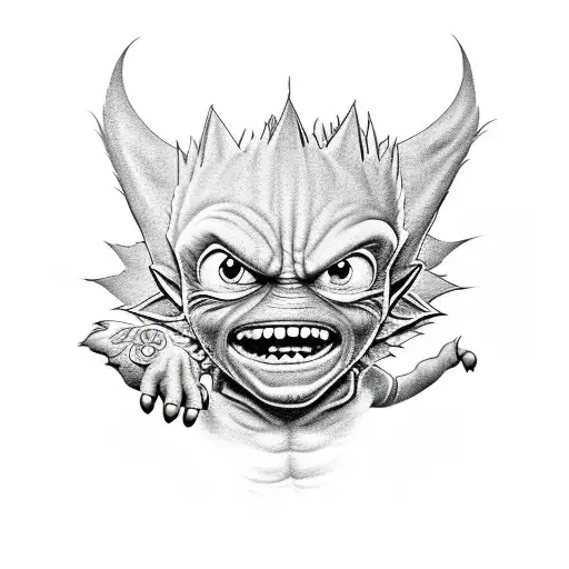 Gremlin version of Bart Simpson tattoo design idea