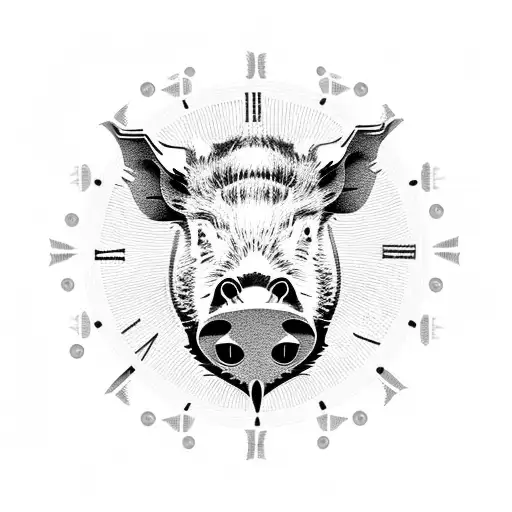 Boar, Clock, children,family  tattoo design idea