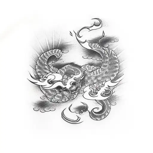 onça com fogo e cobra tattoo design idea