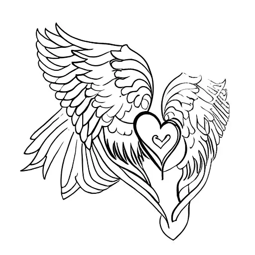 heart with wings tattoo design idea