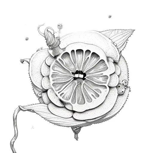 lemon blossum and rasberry blossum bundle, thin line very soft colors  tattoo design idea