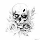 two face artwork with flowers tattoo design idea