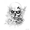two face artwork with flowers tattoo design idea