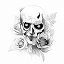 two face artwork with flowers tattoo design idea