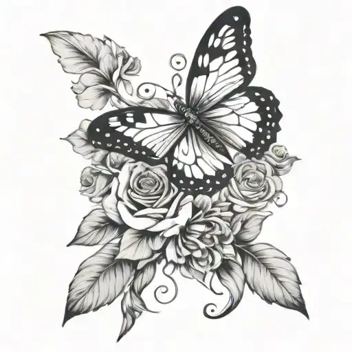 floral, butterfly, witchy style tattoo tattoo design idea