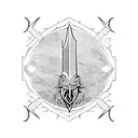 sword anduril from LOTR, fineline, with two ravens circling it tattoo design idea