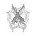 sword anduril from LOTR, fineline, with two ravens circling it tattoo design idea
