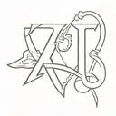 AC/DC letters tattoo design idea