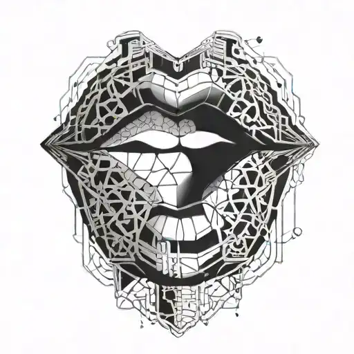 lips drawn tattoo design idea
