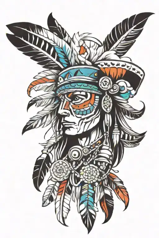 native american greg overton art style tattoo design idea