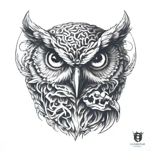 owl using skull tattoo design idea
