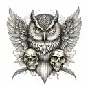 owl using skull tattoo design idea