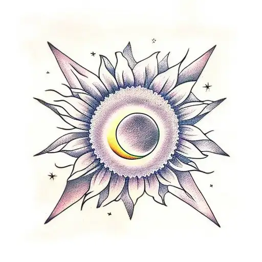 sunflower with the moon and back and infinity and beyond with the name Ajay inside of it tattoo design idea