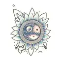 sunflower with the moon and back and infinity and beyond  tattoo design idea