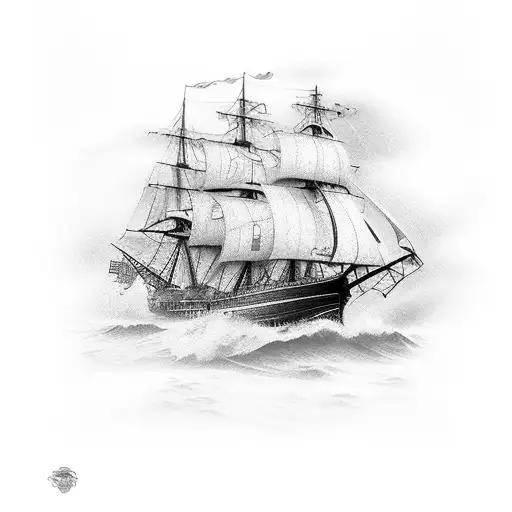 ship at rough seas tattoo design idea