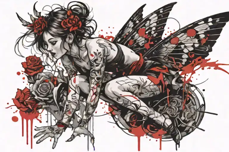 Fairy doing a shit tattoo design idea