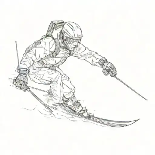 a skier going down a slope tattoo design idea