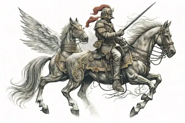 hussars soldier cursed thunder tattoo design idea