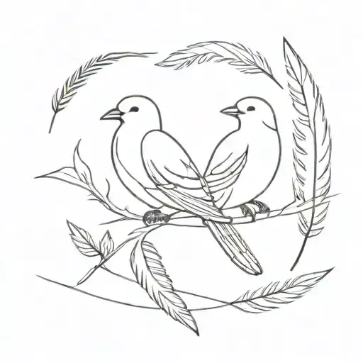 birds and feather tattoo design idea
