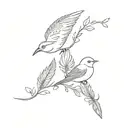birds and feather tattoo design idea