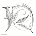 birds and feather tattoo design idea