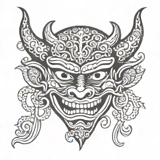 sri lankan devil mask tattoo design idea