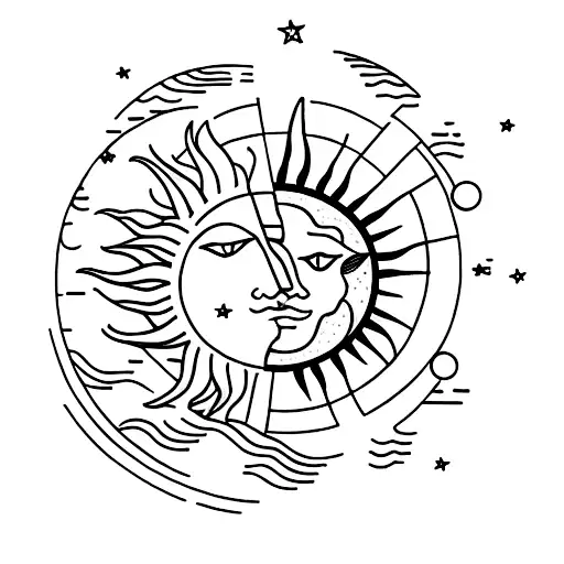 Sun and Moon tattoo design idea