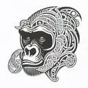 gorilla face tattoo design idea