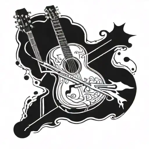 guitar and double bass tattoo design idea