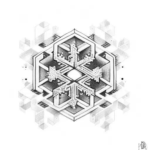 a letter b with an infinity and a snowflake tattoo design idea