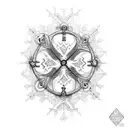 a letter b with an infinity and a snowflake tattoo design idea