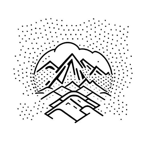 Mountains and railroad tracks merging into one tattoo design idea