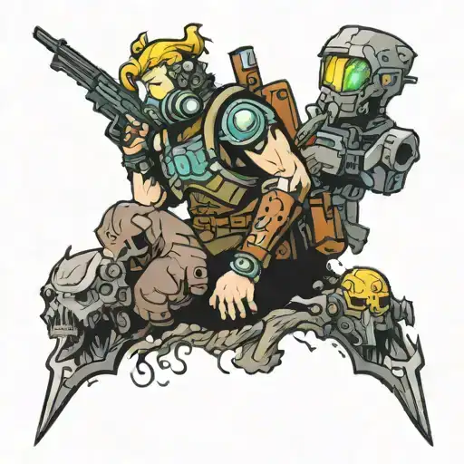 fallout, skyrim, final fantasy, borderlands, league of legends tattoo design idea