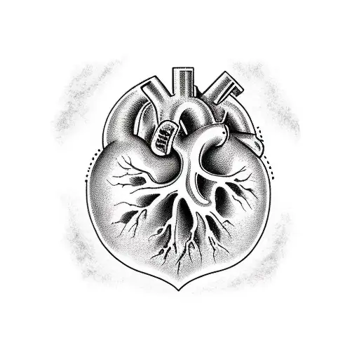 An anatomical heart with Lana del Rey lyrics incorporated into the veins tattoo design idea