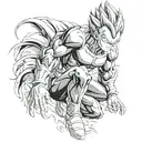 Majin Vegeta posing in protective form black and white defy babadi  tattoo design idea