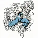 Majin Vegeta posing in protective form black and white defy babadi  tattoo design idea