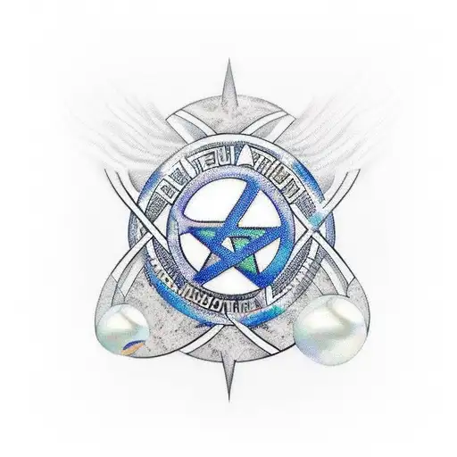 A vibrant new-school tattoo featuring the Pearl Jam alive symbol and the Israel flag intertwined with musical notes. tattoo design idea